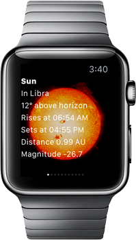 SkySafari 5 Apple Watch with Sun