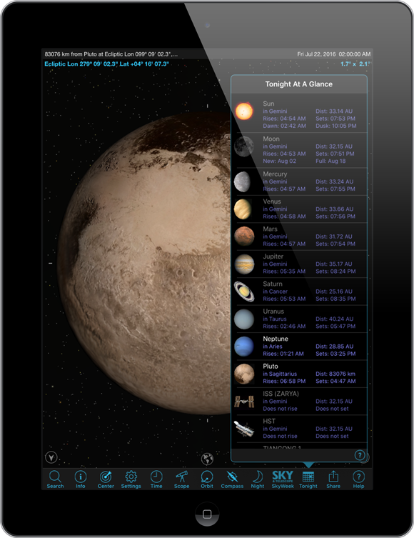 SkySafari 5 on iPad with Telescope Control