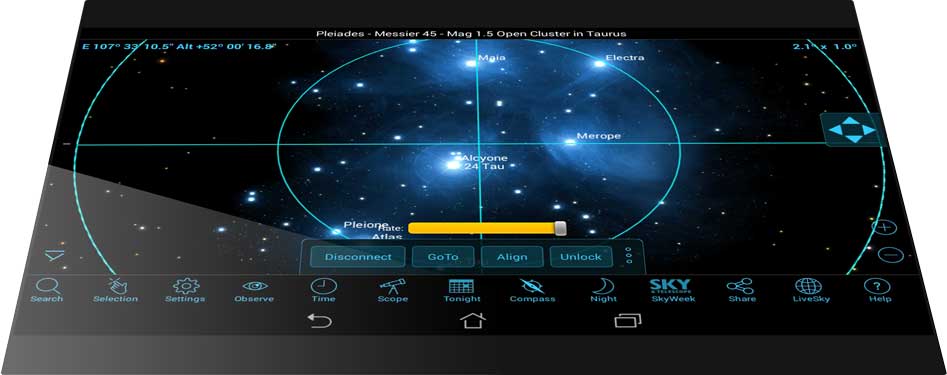 SkySafari 6 on ANDROID Tilt-to-Slew Scope Control