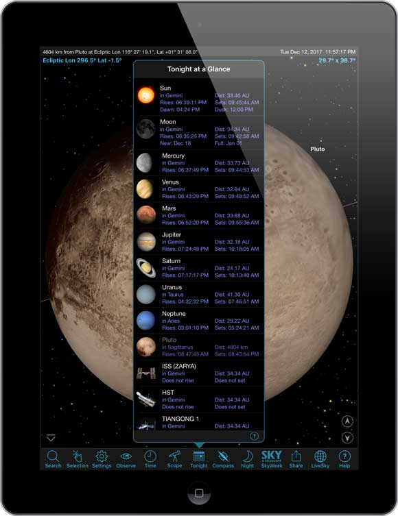 SkySafari 5 on iPad with Telescope Control
