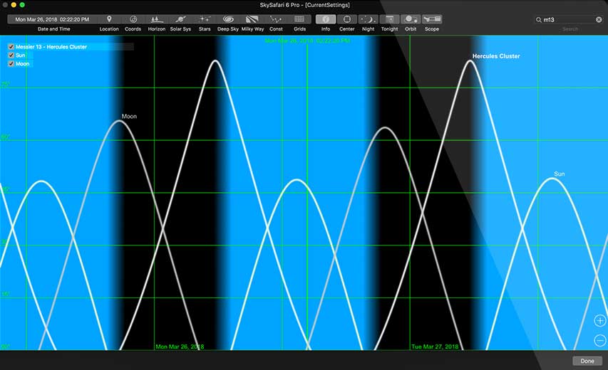 SkySafari 6 Pro Graph Tool Screenshot