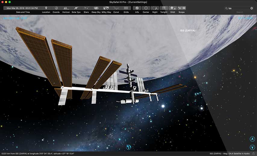 SkySafari 5 OpenGL Graphics Modelling Screenshot